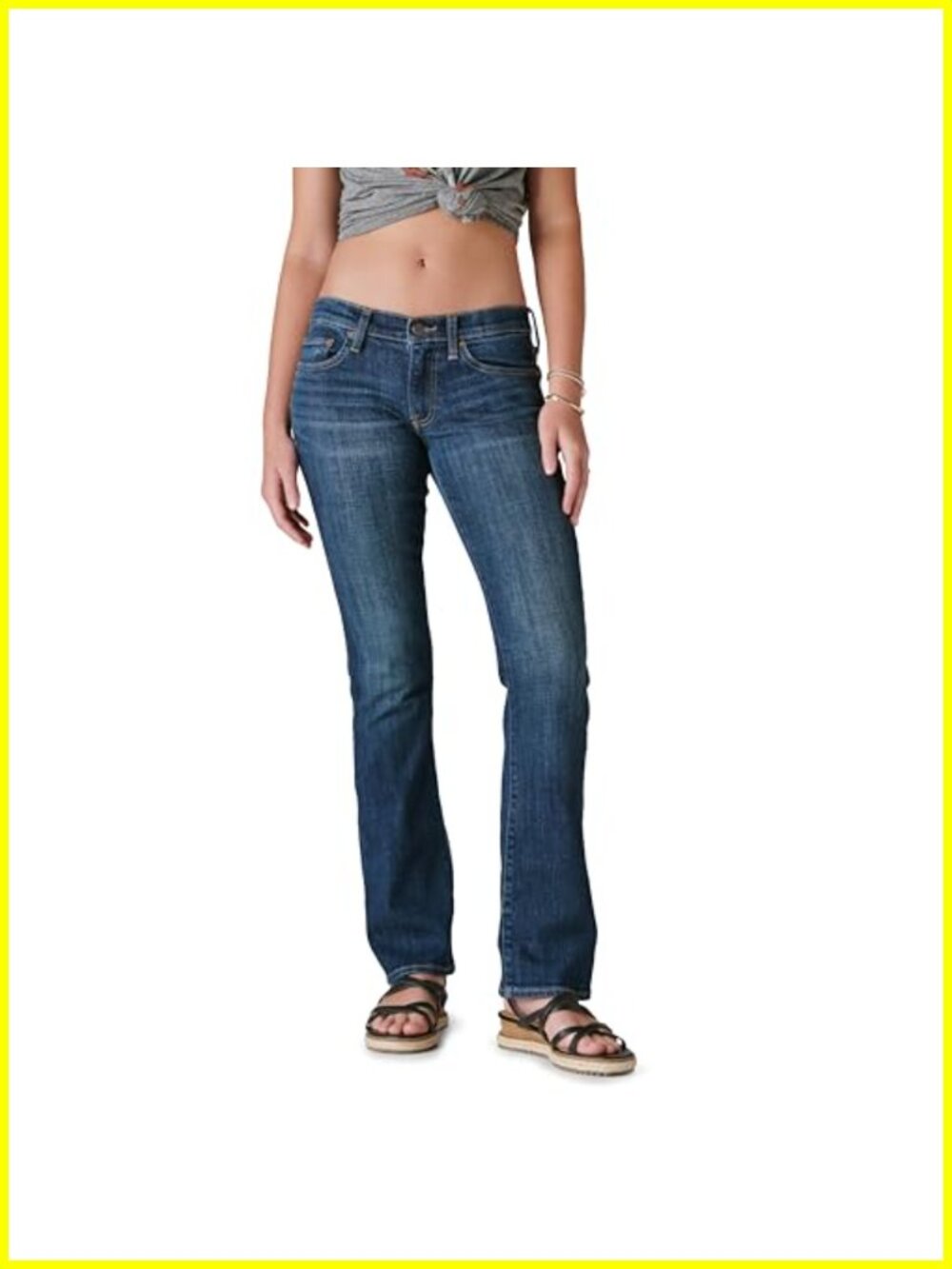 Mid Rise Bootcut Jeans Stretch Cotton